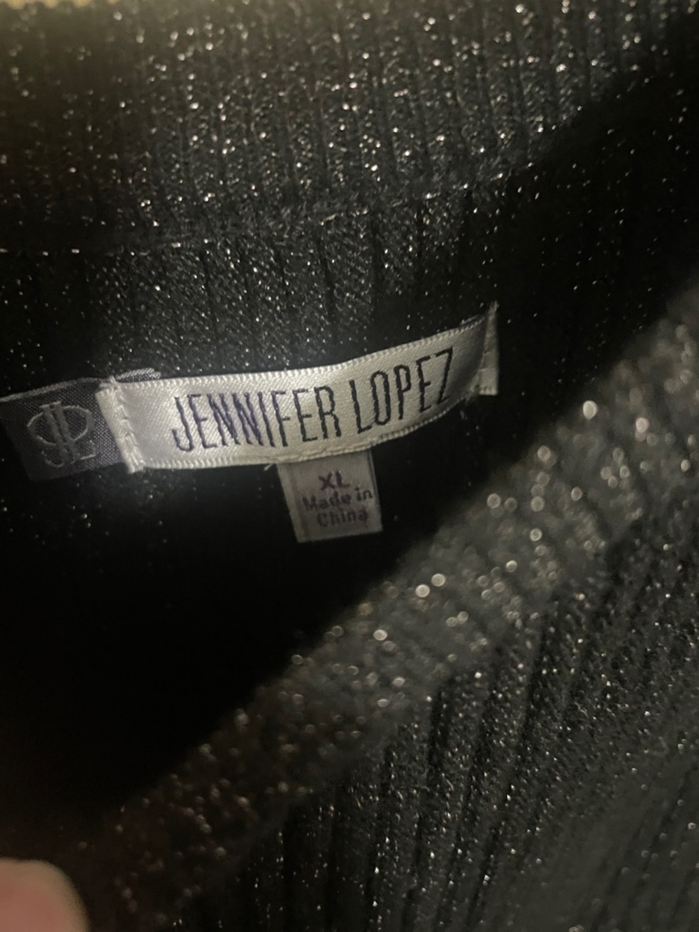 Jennifer Lopez Black Shimmery Pleated Batwing Sweater XL - Picture 2 of 9